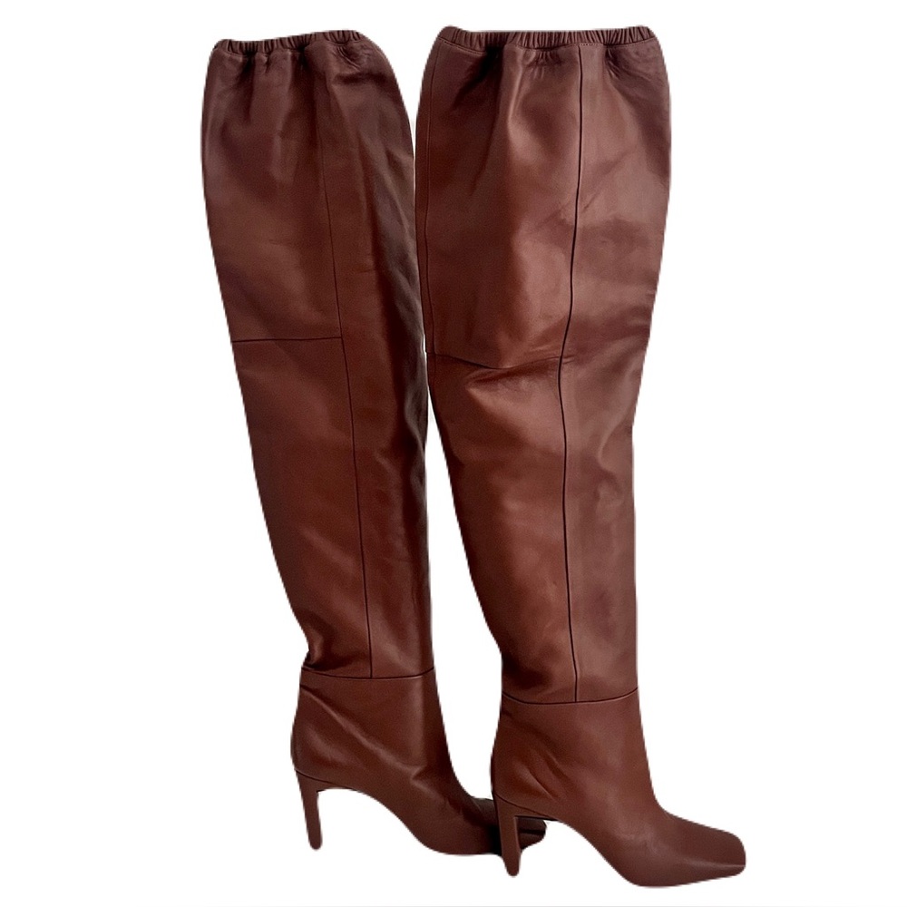 Wandler Brown Leather ‘Anne’ Over The Knee Thigh High, Heeled Boots, Size 40